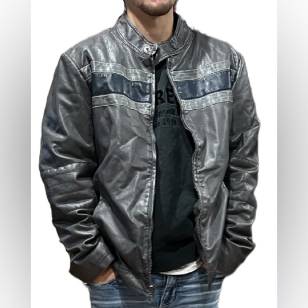 🌺Rerun Vintage Styled Mens PU Leather Biker Jacket🌸🌺